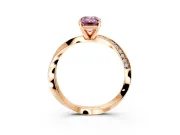 Side Accent Engagement Ring Setting for Fancy Pink Emerald Cut Center with Accent Shoulders and Prong Head in Rose Gold
