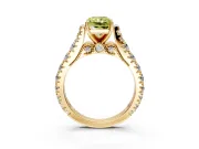 Solitaire Engagement Ring Setting for Fancy Yellow Radiant Cut Center with Pave Cathedral Shoulders and Prong Head in Yellow Gold