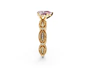 Solitaire Engagement Ring Setting for Fancy Pink Pear-Shaped Center with Marquise Panel Band and Prong Head in Yellow Gold
