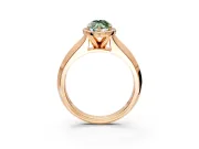 Halo Engagement Ring Setting for Fancy Green Marquise Center with Knife Ridge Cathedral Band and Prong Head in Rose Gold