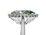 Starburst Halo Engagement Ring Setting for Fancy Green Marquise Center with Thin Round-Wire Band and Prong Head in White Gold