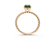 Solitaire Engagement Ring Setting for Fancy Green Emerald Cut Center with Plain Twisted Rope Band and Prong Head in Rose Gold