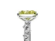 Cluster Engagement Ring Setting for Fancy Yellow Radiant Cut Center with Round Cut Accent Band and Prong Head in Sterling Silver