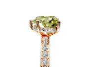 Solitaire Engagement Ring Setting for Fancy Yellow Heart-Shaped Center with Fine Pave Band and Prong Head in Rose Gold
