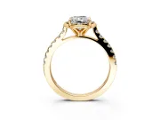 Floral Engagement Ring Setting for Radiant Cut Center with Pave Band and Floral Prong Head in Yellow Gold