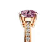 Solitaire Engagement Ring Setting for Fancy Pink Round Cut Center with Channel-Set Accent Band and Prong Head in Rose Gold