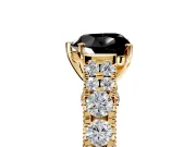 Solitaire Engagement Ring Setting for Fancy Black Heart-Shaped Center with Pave Cathedral Shoulders and Prong Head in Yellow Gold