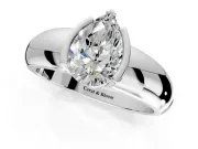 Tension Engagement Ring Setting for Pear-Shaped Center with Wide Flat Band and Tension Head in White Gold