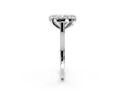 Single Halo Engagement Ring Setting for Cushion Cut Center with Corner Claws, Plain Band and Prong Head in Platinum