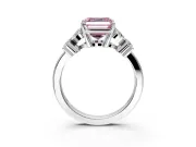Floral Engagement Ring Setting for Fancy Pink Asscher Cut Center with Marquise Cluster Shoulders and Prong Head in White Gold