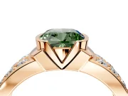 Bezel Engagement Ring Setting for Fancy Green Cushion Cut Center with Wide Channel-Set Band and Bezel Head in Rose Gold
