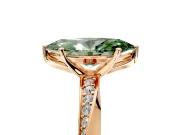 Side Accent Engagement Ring Setting for Fancy Green Marquise Center with Accent Shoulders and Prong Head in Rose Gold