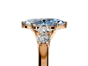 5 Stone Engagement Ring Setting for Fancy Blue Marquise Center with Equal Close-Set Accents and Prong Head in Rose Gold