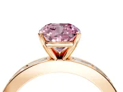 Solitaire Engagement Ring Setting for Fancy Pink Cushion Cut Center with Channel Baguette Band and Prong Head in Rose Gold