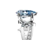 Solitaire Engagement Ring Setting for Fancy Blue Pear-Shaped Center with Pave and Plain Crossover Band and Prong Head in Sterling Silver