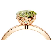 Solitaire Engagement Ring Setting for Fancy Yellow Heart-Shaped Center with Thin Rounded Plain Band and Prong Head in Rose Gold