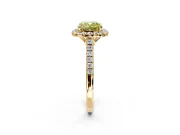 Halo Engagement Ring Setting for Fancy Yellow Cushion Cut Center with Raised Halo, Pave Band and Prong Head in Yellow Gold