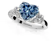 Solitaire Engagement Ring Setting for Fancy Blue Heart-Shaped Center with Marquise Flower Shoulders and Prong Head in Sterling Silver