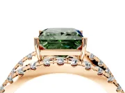 Solitaire Engagement Ring Setting for Fancy Green Princess Cut Center with Wide-Open Split Shank and Prong Head in Rose Gold