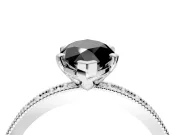 Milgrain Pave Engagement Ring Setting for Fancy Black Marquise Center with Accent Band and Prong Head in Platinum