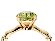 Solitaire Engagement Ring Setting for Fancy Yellow Round Cut Center with Bamboo Band and Prong Head in Yellow Gold