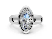 Solitaire Engagement Ring Setting for Marquise Center with Wide Band and Bezel Head in Platinum
