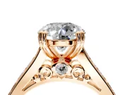 Solitaire Engagement Ring Setting for Round Cut Center with Channel Band and Double Claw Prong Head in Rose Gold