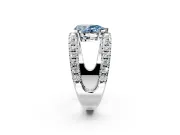 Solitaire Engagement Ring Setting for Fancy Blue Pear-Shaped Center with Wide-Open Split Shank and Prong Head in White Gold