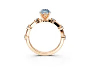 Solitaire Engagement Ring Setting for Fancy Blue Marquise Center with Bezel Station Band and Prong Head in Rose Gold