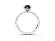 Solitaire Engagement Ring Setting for Fancy Black Marquise Center with Fine Pave Narrow Band and Prong Head in Sterling Silver
