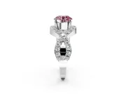 Halo Engagement Ring Setting for Fancy Pink Round Cut Center with Pave Infinity Twist Band and Prong Head in Platinum