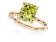 Solitaire Engagement Ring Setting for Fancy Yellow Radiant Cut Center with Bamboo Band and Prong Head in Rose Gold
