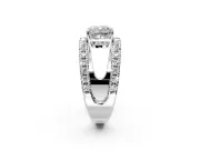 Solitaire Engagement Ring Setting for Cushion Cut Center with Wide-Open Split Shank and Prong Head in Sterling Silver