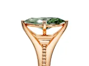 Solitaire Engagement Ring Setting for Fancy Green Marquise Center with Milgrain Cathedral Band and Prong Head in Rose Gold