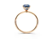 Solitaire Engagement Ring Setting for Fancy Blue Radiant Cut Center with Straight Thin Band and Prong Head in Rose Gold