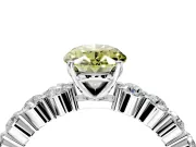 Shared-Prong Engagement Ring Setting for Fancy Yellow Oval Center with Graduated Accents and Prong Head in White Gold