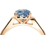 Solitaire Engagement Ring Setting for Fancy Blue Cushion Cut Center with Channel Accents and Prong Head in Rose Gold