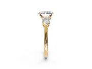 3 Stone Engagement Ring Setting for Radiant Cut Center with Large Pear-Shaped Accents and Prong Head in Yellow Gold