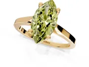 Solitaire Engagement Ring Setting for Fancy Yellow Marquise Center with Tapered Shoulders and Prong Head in Yellow Gold