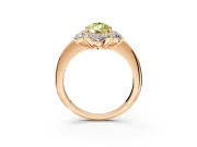 Small-Accent Cluster Halo Engagement Ring Setting for Fancy Yellow Pear-Shaped Center with Plain Band and Prong Head in Rose Gold