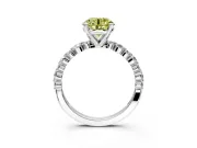 Solitaire Engagement Ring Setting for Fancy Yellow Round Cut Center with Alternating Size Accents and Prong Head in Sterling Silver