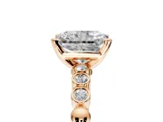Solitaire Engagement Ring Setting for Radiant Cut Center with Bezel-Dot Beaded Band and Prong Head in Rose Gold