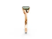 Solitaire Engagement Ring Setting for Fancy Green Asscher Cut Center with Plain Bypass Twist Band and Prong Head in Rose Gold