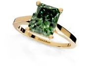 Solitaire Engagement Ring Setting for Fancy Green Radiant Cut Center with Tapered Shoulders and Prong Head in Yellow Gold