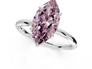 Low-Set Solitaire Engagement Ring Setting for Fancy Pink Marquise Center with Thin Plain Band and Prong Head in Platinum