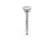 Solitaire Engagement Ring Setting for Asscher Cut Center with Large Accent Band and Prong Head in White Gold