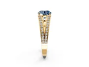 Split Shank Engagement Ring Setting for Fancy Blue Round Cut Center with Pave Split Shank and Prong Head in Yellow Gold