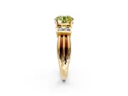 Solitaire Engagement Ring Setting for Fancy Yellow Round Cut Center with Grooved Bar Accent Band and Prong Head in Yellow Gold