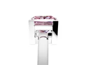 Solitaire Engagement Ring Setting for Fancy Pink Princess Cut Center with Plain Band and Flat Tab Prong Head in White Gold