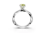 Solitaire Engagement Ring Setting for Fancy Yellow Oval Center with Pave and Plain Crossover and Basket Head in Platinum